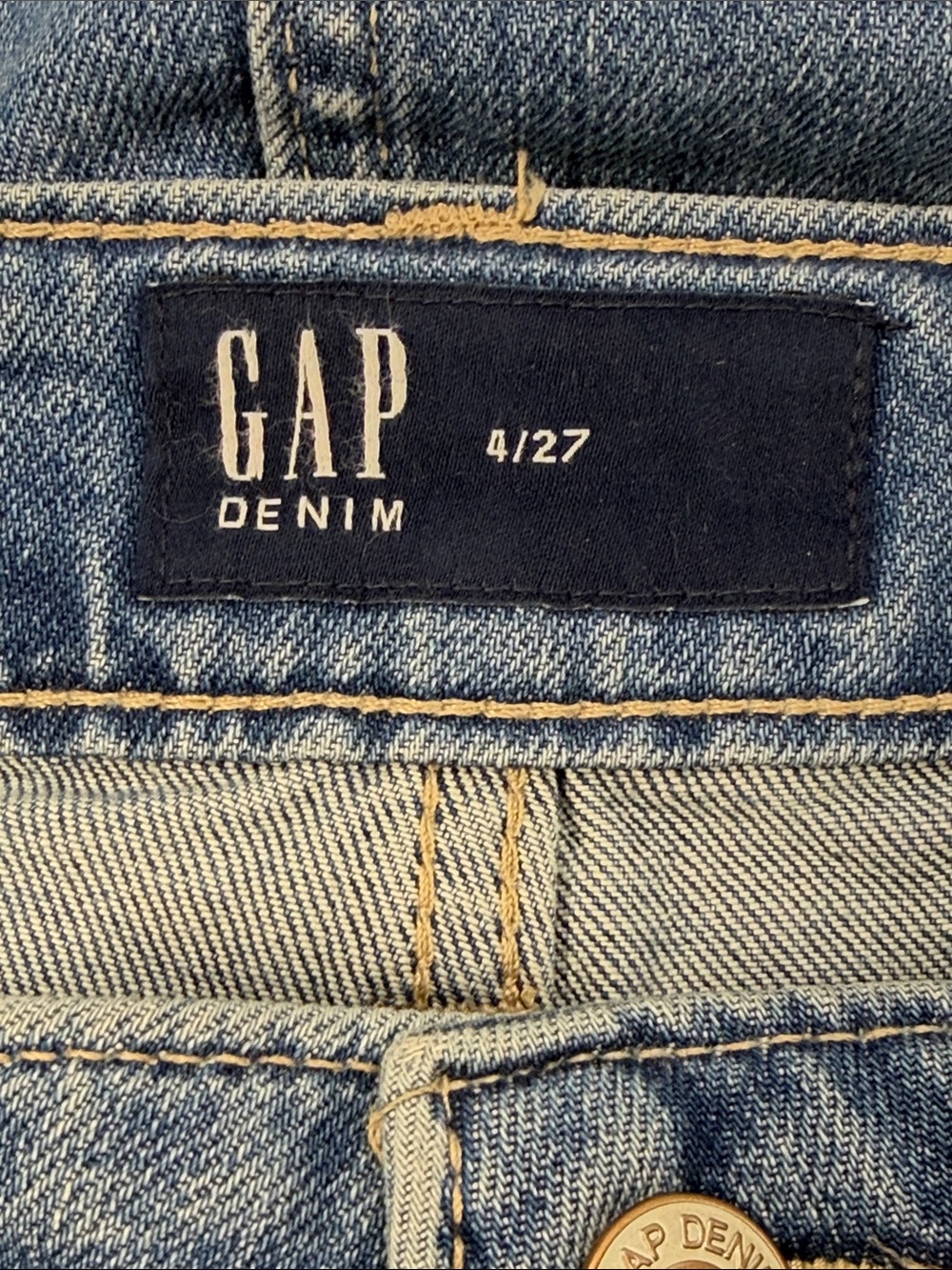 GAP Denim Medium Indigo Blue Front Slit Midi Jean Skirt Size 4 - Picture 8 of 10